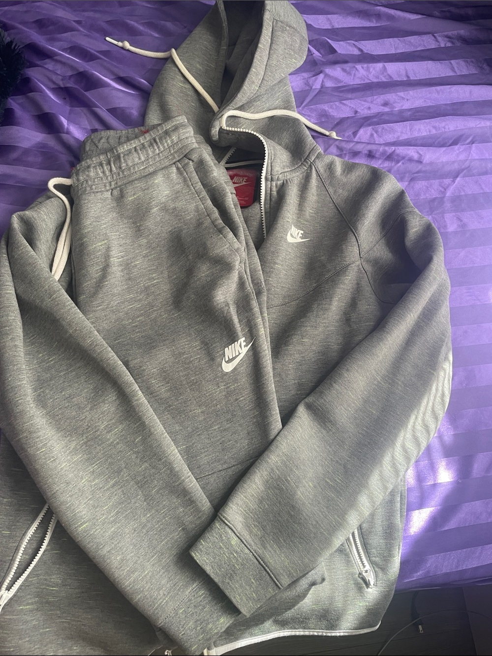 Nike Men’s Gray Zip Hoodie with White Logo